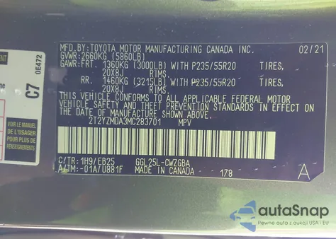 2021 Lexus Rx 350 F Sport Handling из США, поврежденный, VIN 2T2YZMDA3MC283701